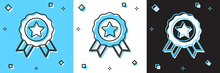 Set Medal icon isolated on blue and white, black background. Winner symbol. Vector