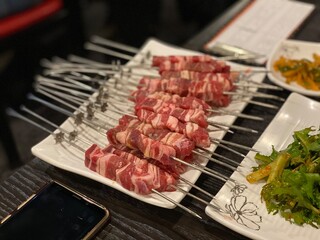 Asian food lamb skewers Double Cooked Pork Slices grilled lamb