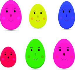 Easter eggs collection on white background, cartoon eggs vector