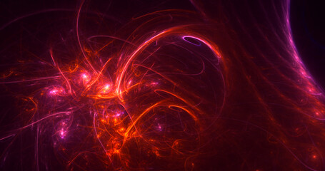 3D rendering abstract multicolor fractal light background