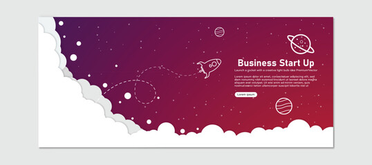 Startup background rocket ship launch concept product Rocket in the sky Among the aries In a blue background	