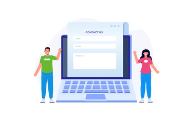 Contact us landing page template. Vector illustration.