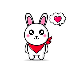 cute bunny wearing cowboy scarf design mascot kawaii