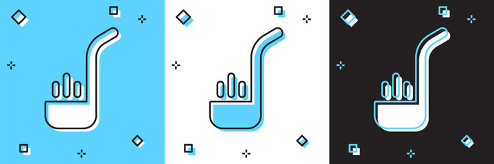 Obraz premium Set Kitchen ladle icon isolated on blue and white, black background. Cooking utensil. Cutlery spoon sign. Vector