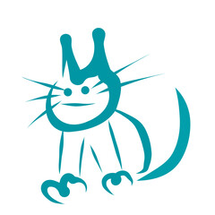 Abstract cat sketch hand-drawn by kid style. Isolated on white vector illustration.