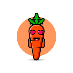 cute carrots with a gaze of love design mascot kawaii