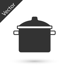 Grey Cooking pot icon isolated on white background. Boil or stew food symbol. Vector