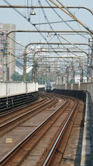 Fototapeta premium The subway railway view in the city