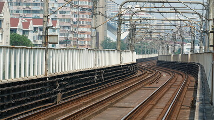 Fototapeta premium The subway railway view in the city