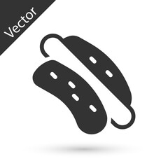 Grey Hotdog sandwich icon isolated on white background. Sausage icon. Fast food sign. Vector