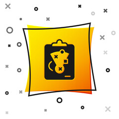 Black Planning strategy concept icon isolated on white background. Baseball cup formation and tactic. Yellow square button. Vector