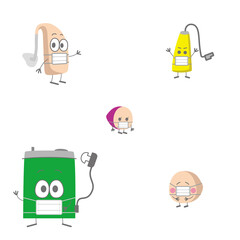かわいい補聴器キャラクターのマスク姿のイラスト（個別バージョン）