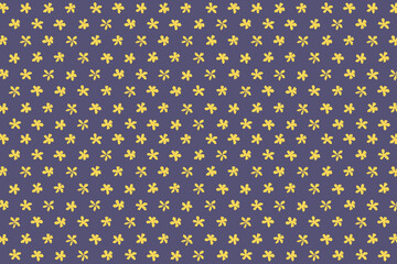 Hand drawing simple floral seamless pattern. Yellow on violet background. Seamless vector