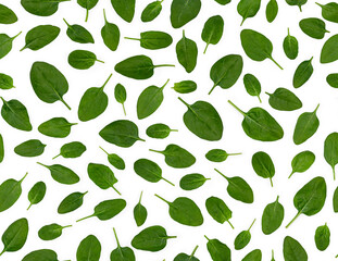 Spinach leafs background. Top view, Seamless pattern