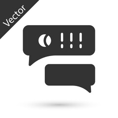 Grey Speech bubble chat about baseball game icon isolated on white background. Message icon. Communication or comment chat symbol. Vector