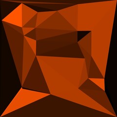 contemporary  cubist triangular design in modern art study with abstract shapes and composition in bright orange on jet black background