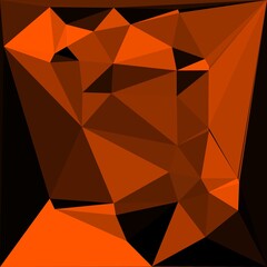 contemporary  cubist triangular design in modern art study with abstract shapes and composition in bright orange on jet black background