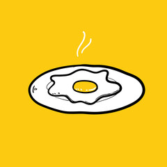 hand drawn doodle Fried egg illustration icon. isolated