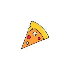Cute Illustration of a slice of pizza. cheese pizza. junk food restaurant.  pizza restaurant. italy. fast food. modern simple food vector icon, flat graphic symbol in trendy flat design style.