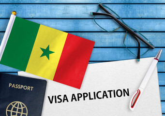 Visa application form and flag of Senegal