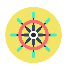 Ship Steering Wheel Colored Vector Icon
