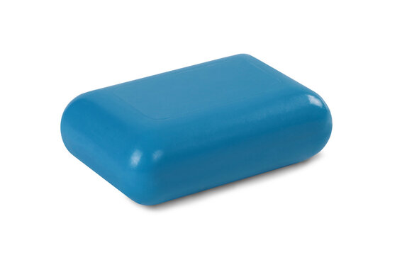 A Bar Of Blue Soap Isolated On White Background.