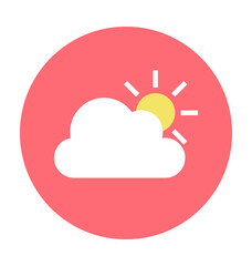 Sun with Cloud Colored Vector Icon