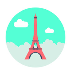 Eiffel Tower Colored Vector Icon 