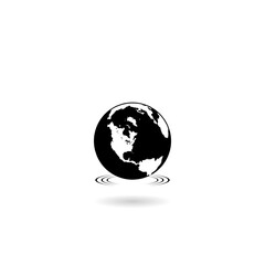 Obraz premium Planet Earth on water icon with shadow