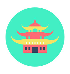 Fototapeta premium Pagoda Colored Vector Illustration