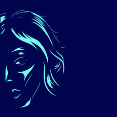 Woman vector silhouette line pop art potrait logo colorful design with dark background. Abstract vector illustration.