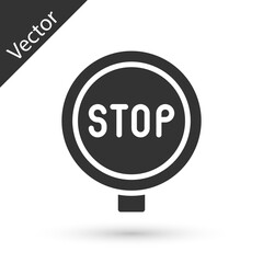Grey Stop sign icon isolated on white background. Traffic regulatory warning stop symbol. Vector