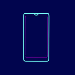 Smartphone cell technology line pop art potrait logo colorful design with dark background. Abstract vector illustration.