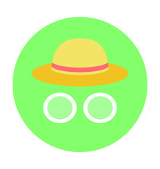 Hat and Glasses Colored Vector Icon 