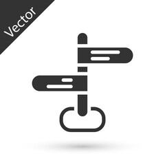Grey Road traffic sign. Signpost icon isolated on white background. Pointer symbol. Isolated street information sign. Direction sign. Vector