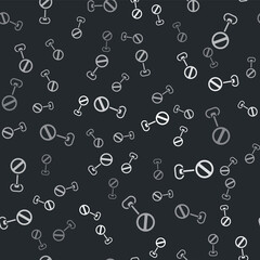 Grey Stop sign icon isolated seamless pattern on black background. Traffic regulatory warning stop symbol. Vector