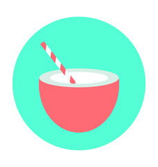 Coconut Drink Colored Vector Icon