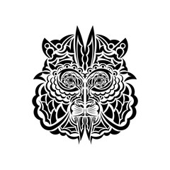 Maori style lion face. Vector