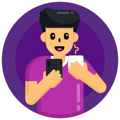 
Man drinking coffee while using phone 

