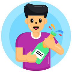 
A person drinking bottle, flat rounded icon 

