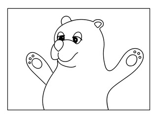 Funny bear coloring book  black and white doodle drawing. Illustration for the little ones.