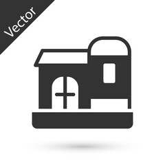 Grey Farm house icon isolated on white background. Vector