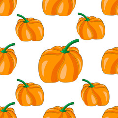 Seamless vector pattern with little orange pumpkin