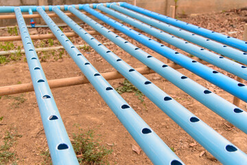 Perforated pvc pipe by HOLE SAW for use in D.I.Y hydroponics sytem of  vegetable garden 
