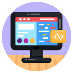 
Icon of growth chart in flat round design

