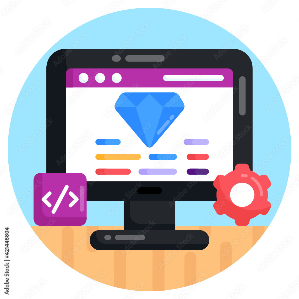 Wall mural web development in flat icon, editable vector design
