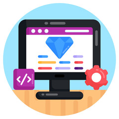 
Web development in flat icon, editable vector design 

