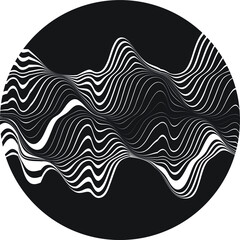 Flow Lines in Circle Form . Spiral Vector Illustration .Technology round Logo . Design element . Abstract Geometric shape . Striped border 