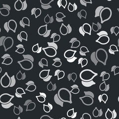Grey Pumpkin seeds icon isolated seamless pattern on black background. Vector