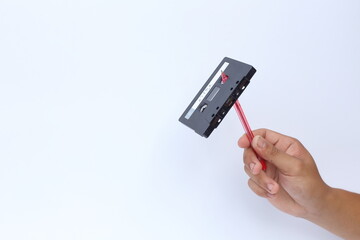 Rewind a cassette tape with a pen